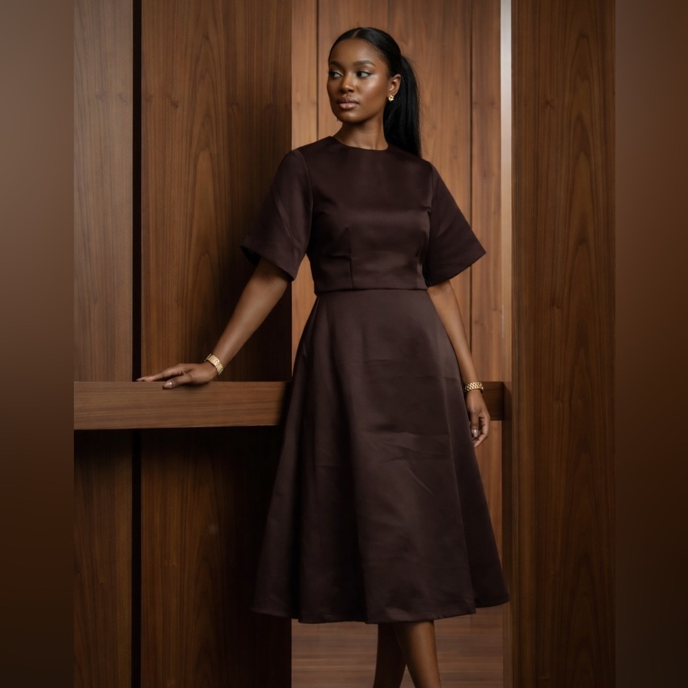 H&M Elegant Brown A Line Skirt & Top